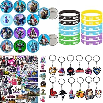 Jofiesu Gaming Party Bag Fillers Gamer Party Favours with Gaming Keychain Party Bags Button Stickers Party Supplies Goodie Bag Fillers for