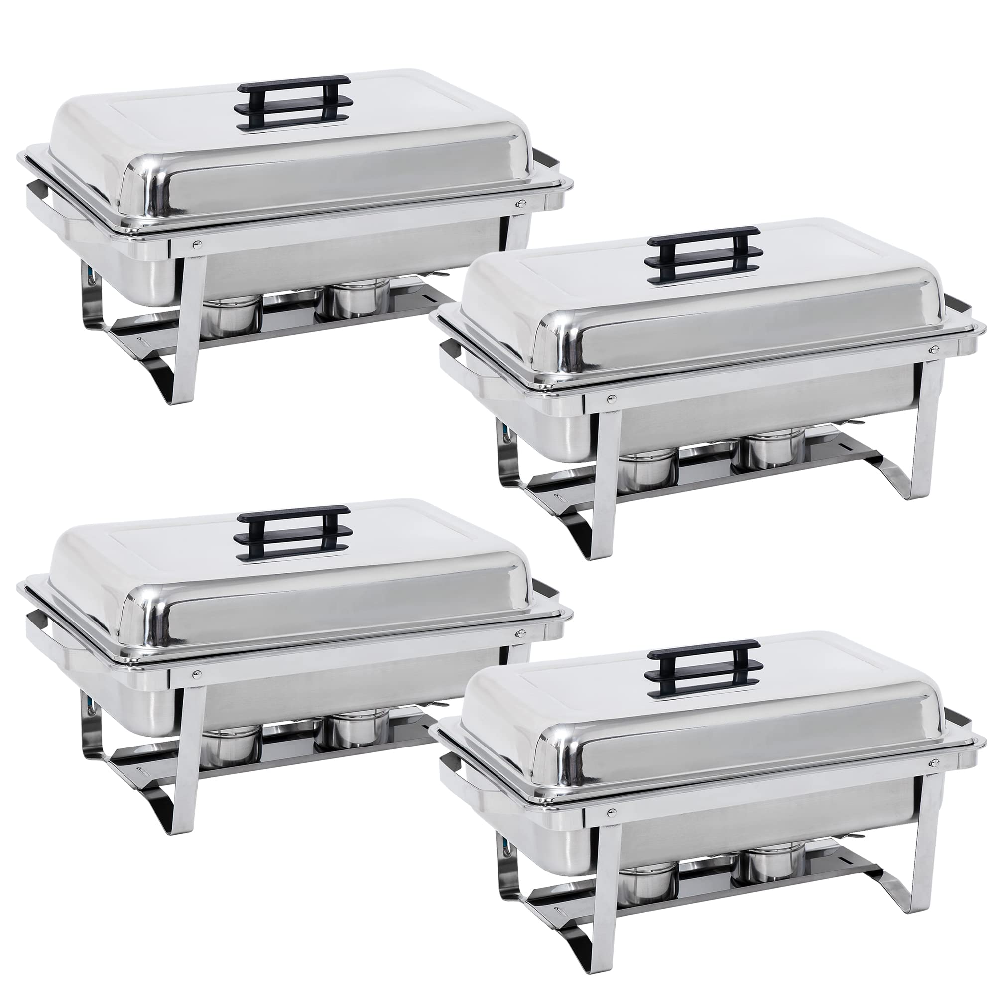 HomGarden 4 Pack 8QT Chafing Dish Stainless Steel Buffet Set, High Grade Chafer Complete Set for Kitchen Party Banquet Dining