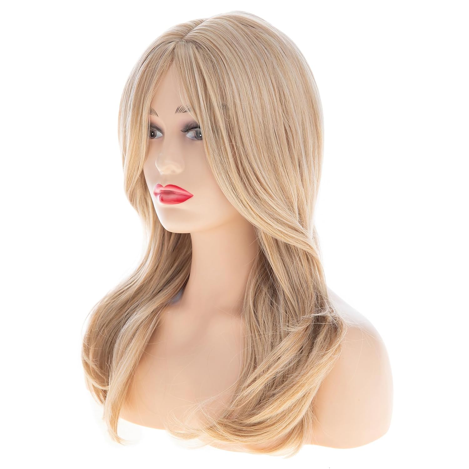 Long Wavy Blonde Wigs for Women Synthetic Natural Cosplay Replacement Hair Wig,Mixed Blonde