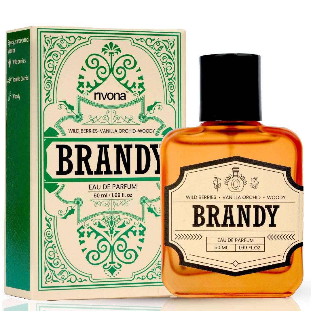 Rivona Brandy Perfume | Long Lasting Eau De Parfum for Men & Women | Rich, Warm & Sweet Fragrance with Brandy, Vanilla, Berries & Amber | Unisex Perfume Gift | 50ml EDP