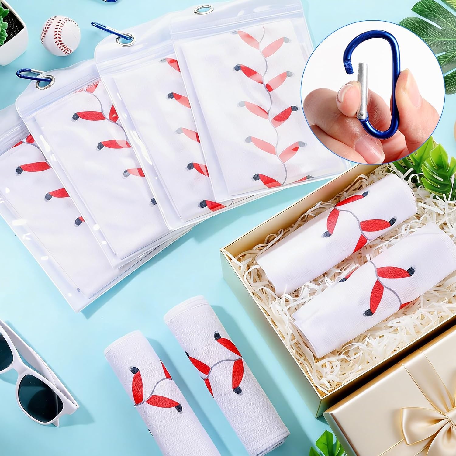 Lonfliness 12Pcs Baseball Cooling Towels with Bags 38x12 in Breathable Chilly Microfiber Ice Towel Fast Drying Sport Team Gift for Player Coach Gym Workout Biking Running Yoga (Baseball)