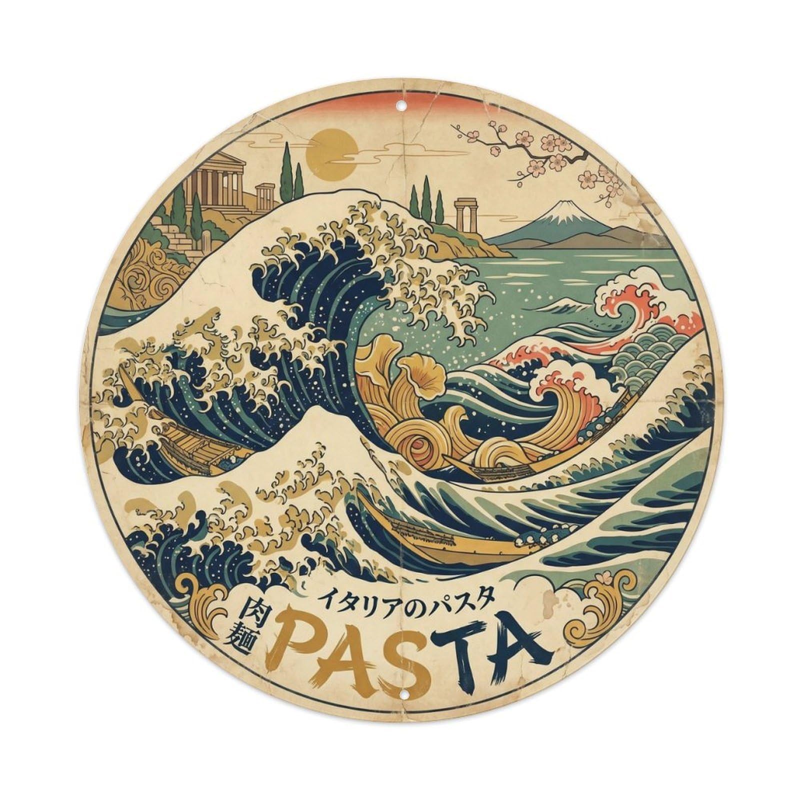 Yrnq 8X8inch Vintage Style Cucina Italiana Pasta Woodblock Food Culture Metal Tin Sign