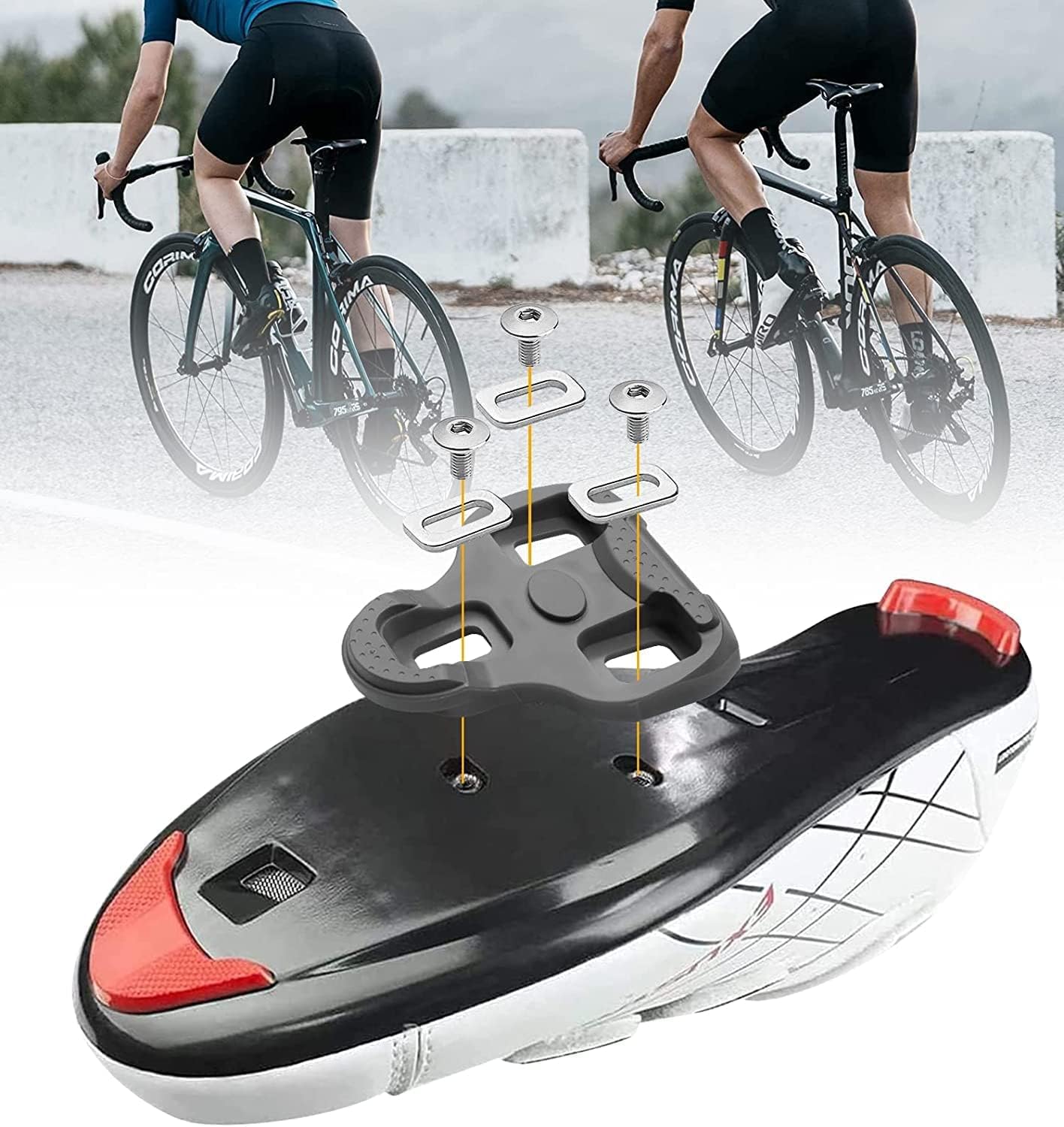 Tacobey Calas de Ciclismo Compatible con Look keo Pedales, Calas de Bicicleta con Tornillos, Negro 0° /Rojo 9° /Gris 4.5°