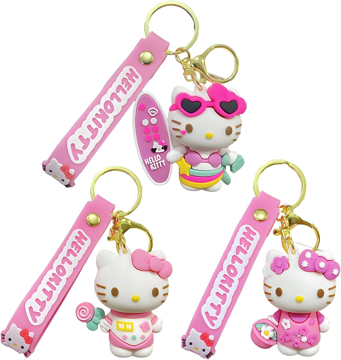 NBHUZEHUA Cute Anime Keychains Wristlet for kids Girls Women Car Keys Wallet Purse Bag Backpack Charm Wrist Key Chain