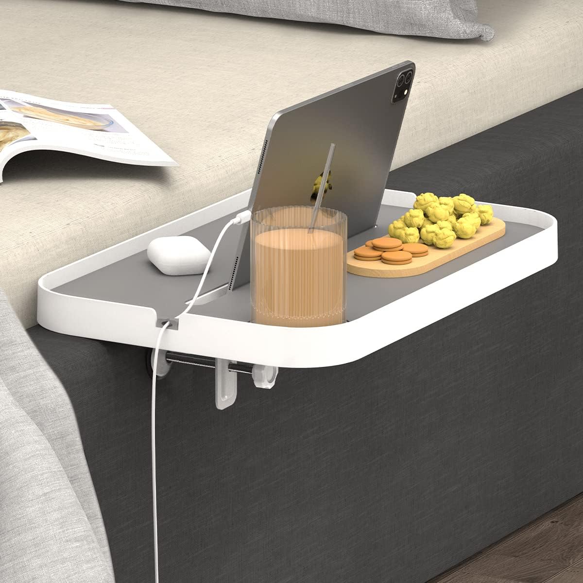 GRDNON Bedside Shelf with Phone Holder for Bed, ‎Bamboo Bed