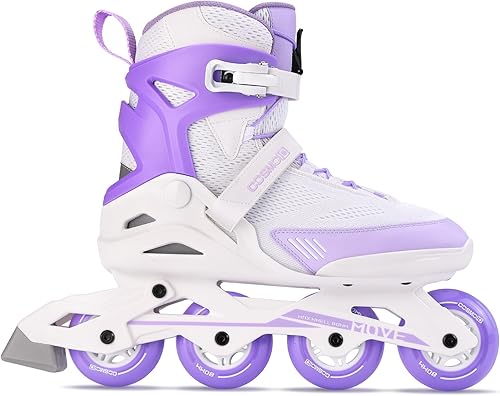 Patín en línea para mujer - Patines en línea para adultos, para interiores y exteriores, blanco y morado, talla 5-12, Move
