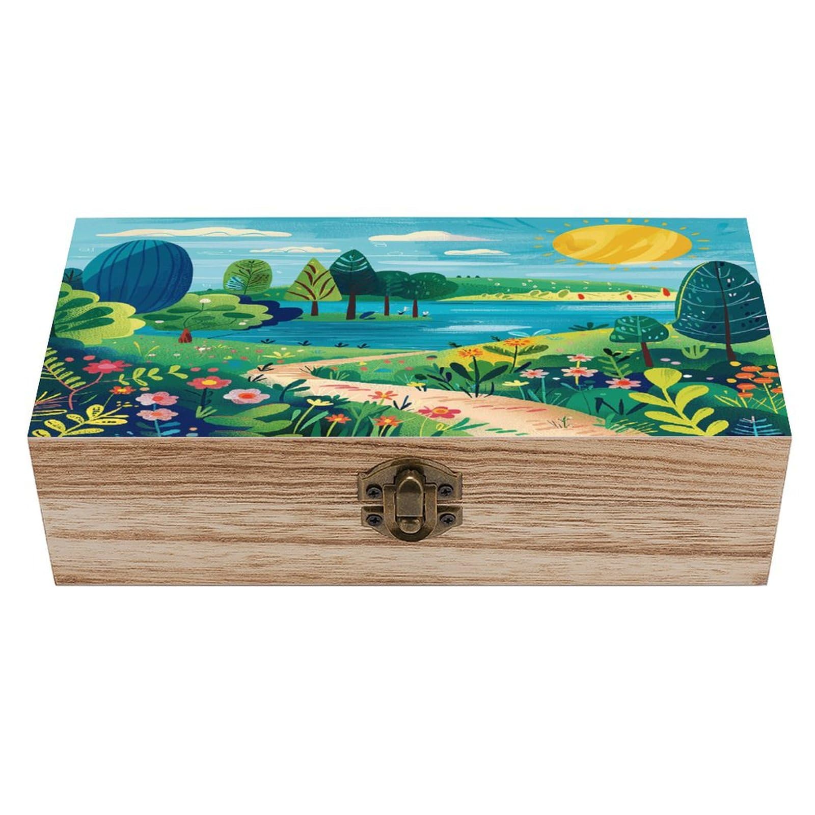 Boîte de rangement bois anti-poussière avec charnière sécurité pour bijoux