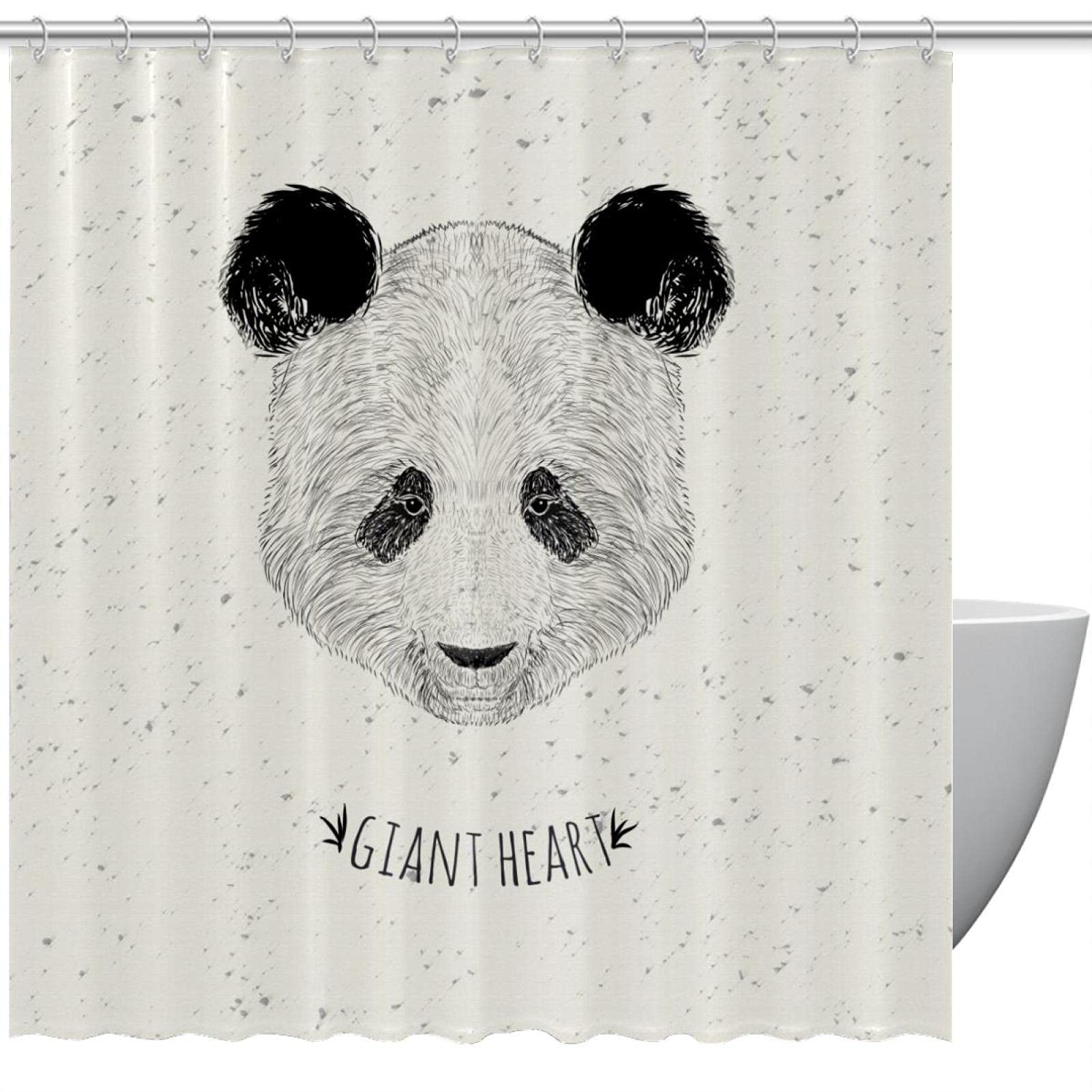 Rideau de douche Panda Beige 183 cm pour une ambiance zen et relaxante