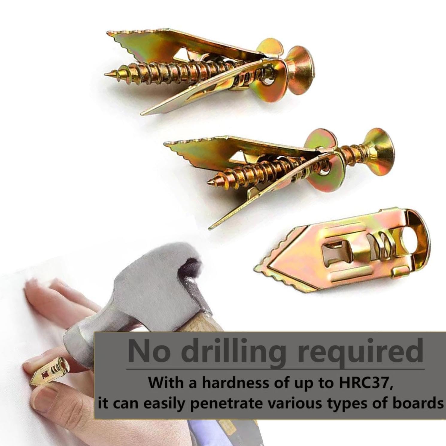 Expansion Screw Sleeve - Hammer Driver Anchor with Screw Nail-in Drywall Plaster Fixing Expansion Anchor Bolt (60)