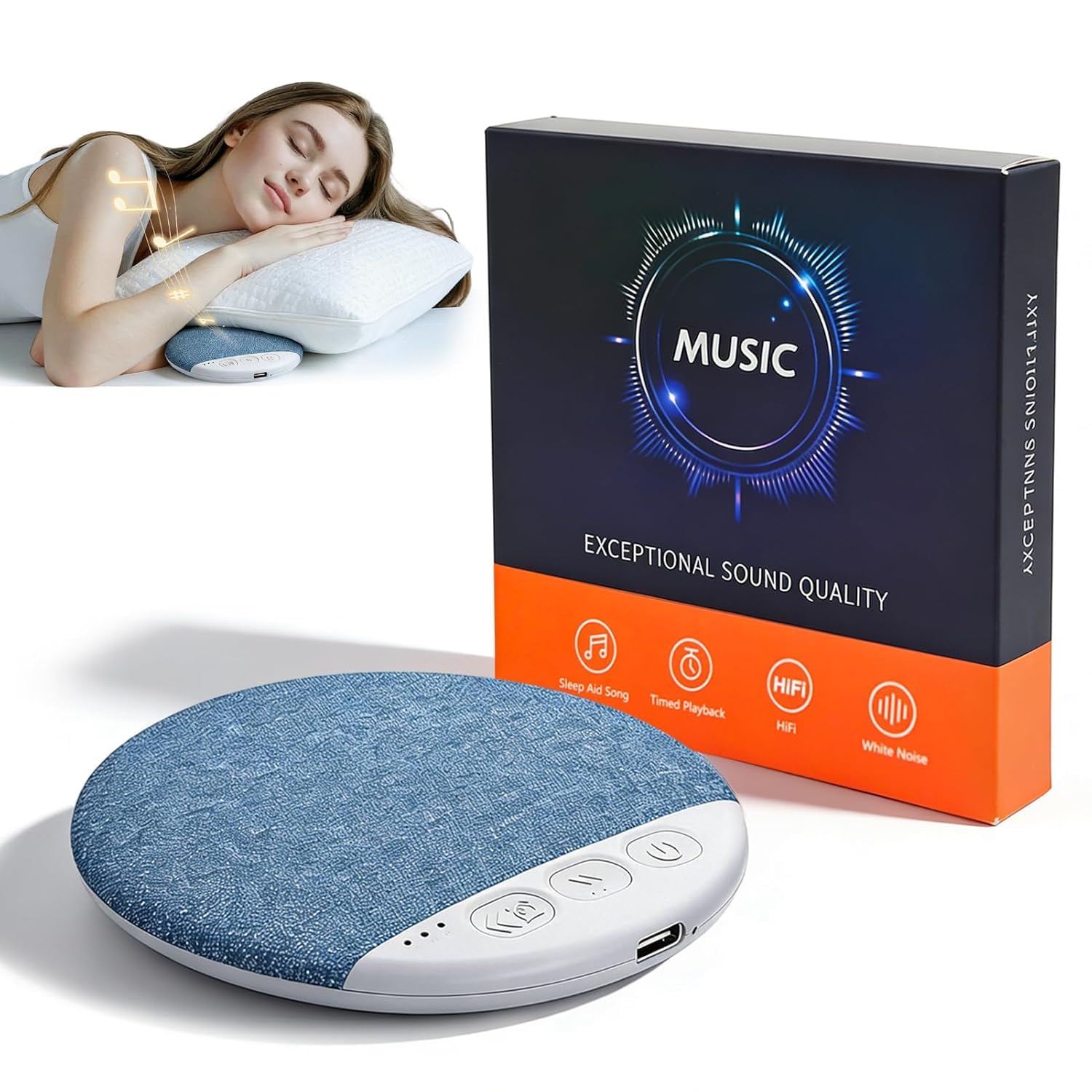 Wireless Bone Conduction Bluetooth Pillow Speaker for Side Sleepers