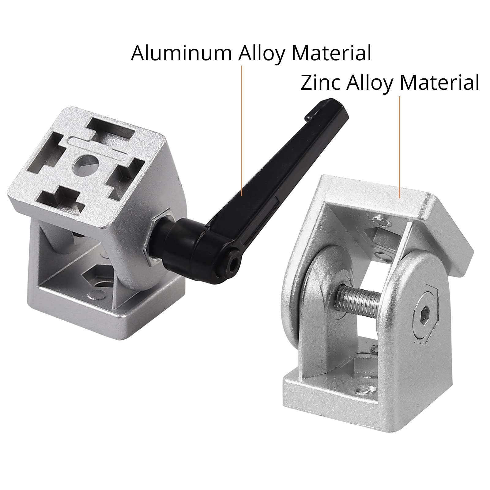 Connecteur Profilé Aluminium 4040, Kamtop 2pcs Connecteur à Angle Réglable Rotation à 180°Avec Poignée de Charnière D'Angle Pour Profil en Aluminium D'Extrusion 4040