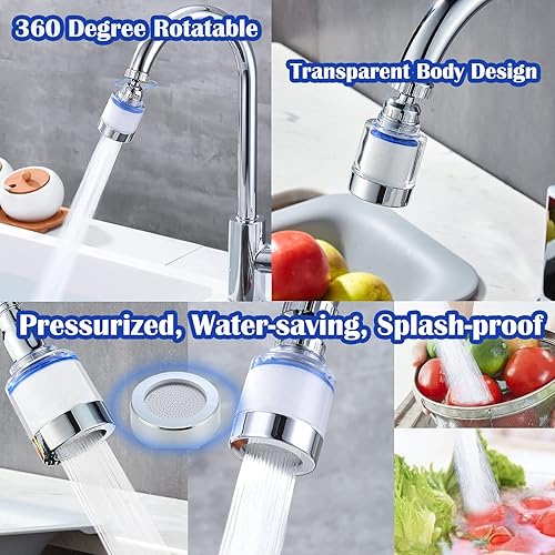 Miniatura 4 de Filtro de grifo giratorio 360 - Elimina metales pesados y agua dura - 2 elementos de filtro reemplazables