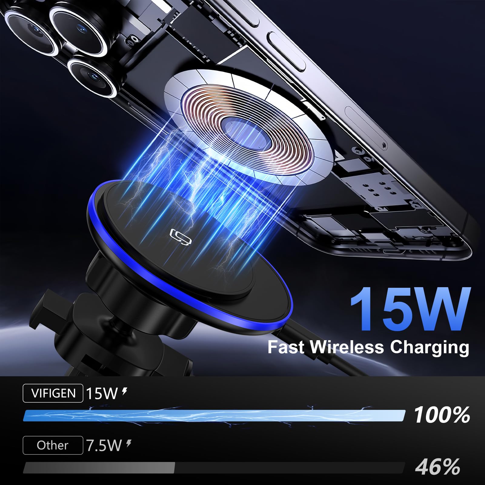 Magnetic Car Mount Wireless Charger for Samsung Galaxy S25 Ultra/S25/S25+/S24 FE/S24/S23/S22/S21/S20,15W Fast for Mag-safe Wireless Charger Car Phone Holder for iPhone 16e/16 Pro/16 Pro Max/Plus/16/15