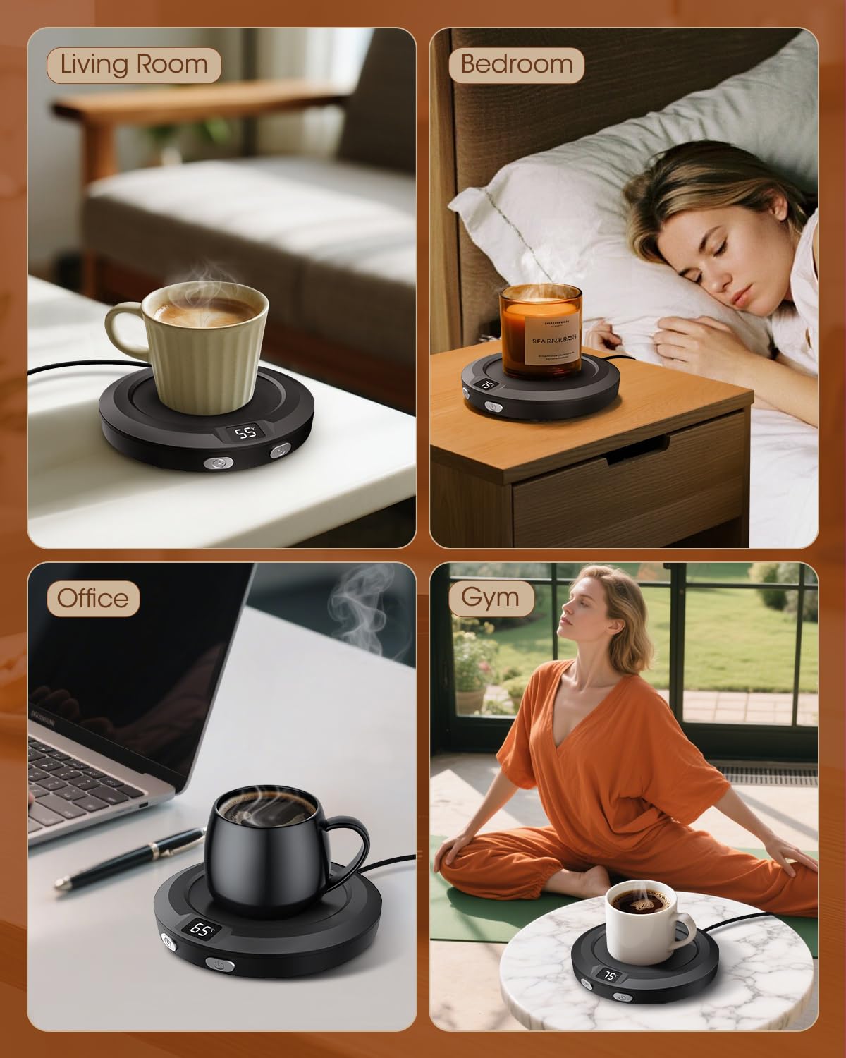 Mok Verwarmende Plaat, USB-koffie Cup Warmer met Automatische Uitschakeling & 3 Instelbare Temperatuurinstellingen Elektrische Drankwarmer, Office Desk Draagbare Warmers voor Thee Espresso Melk