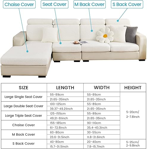 Miniatura 6 de OKYUK Funda mágica universal resistente al desgaste, fundas de cojín elásticas de repuesto para sofá, fundas de sofá antideslizantes en forma de L,