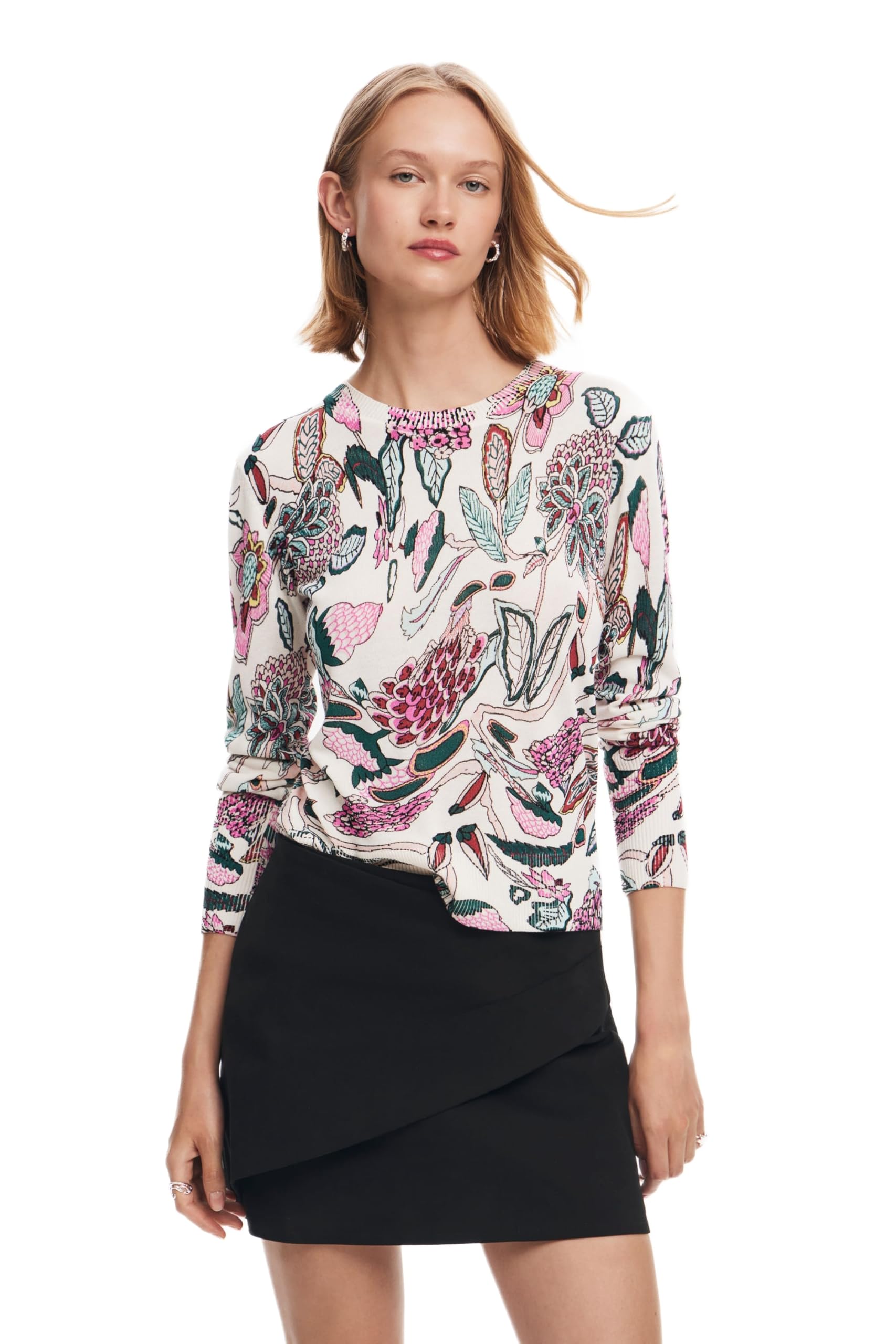 Desigual Womens Fine Geometric Patchwork Pullover
