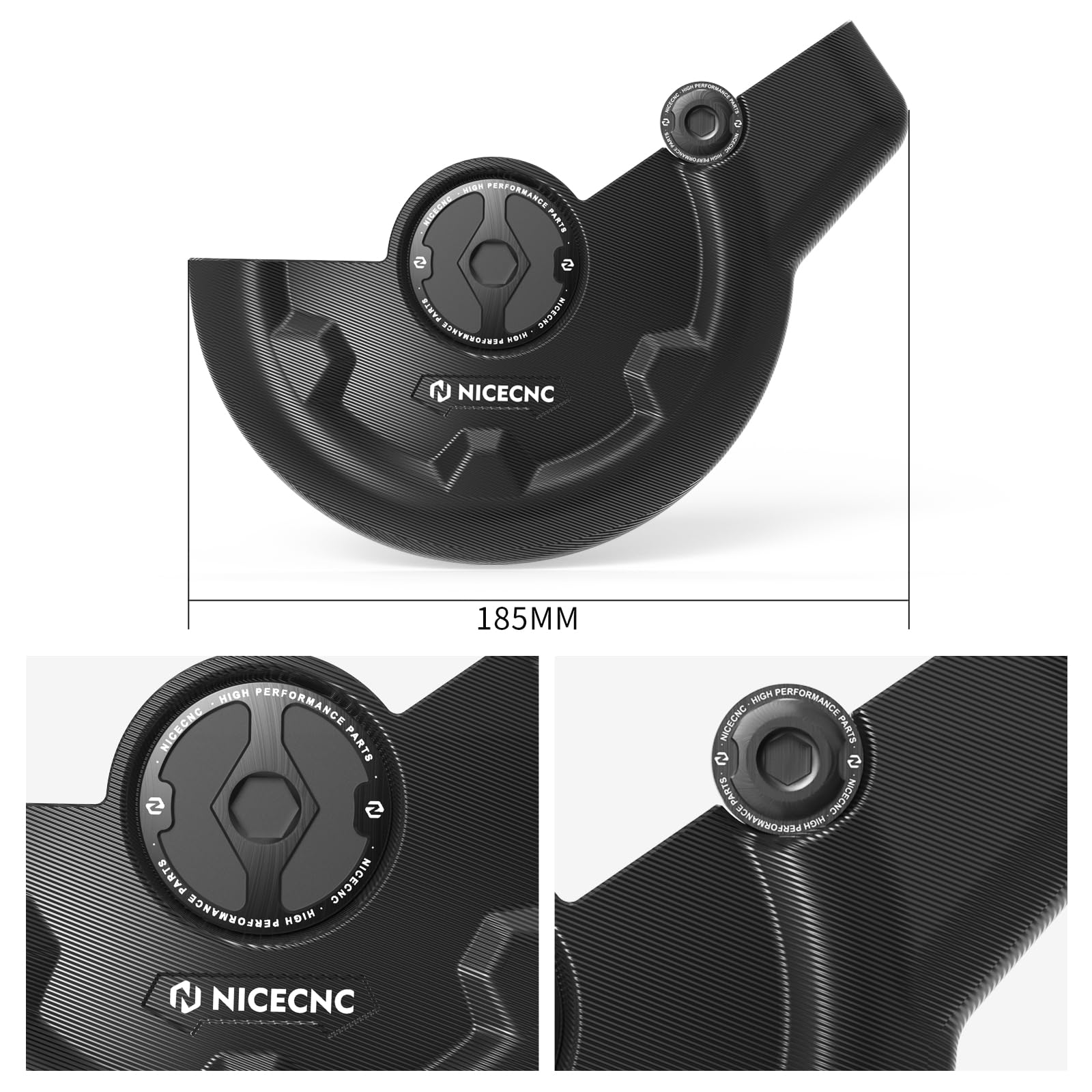 NICECNC Schwarzes Kurbelgehäusedeckel & Motorstecker-Set, Compatible with Yamaha Raptor 700 YFM700 2013-2024, Raptor 700R YFM700R 2009-2024, Raptor 700R YFM700R SE 2017-2024, Siehe Ausstattungen