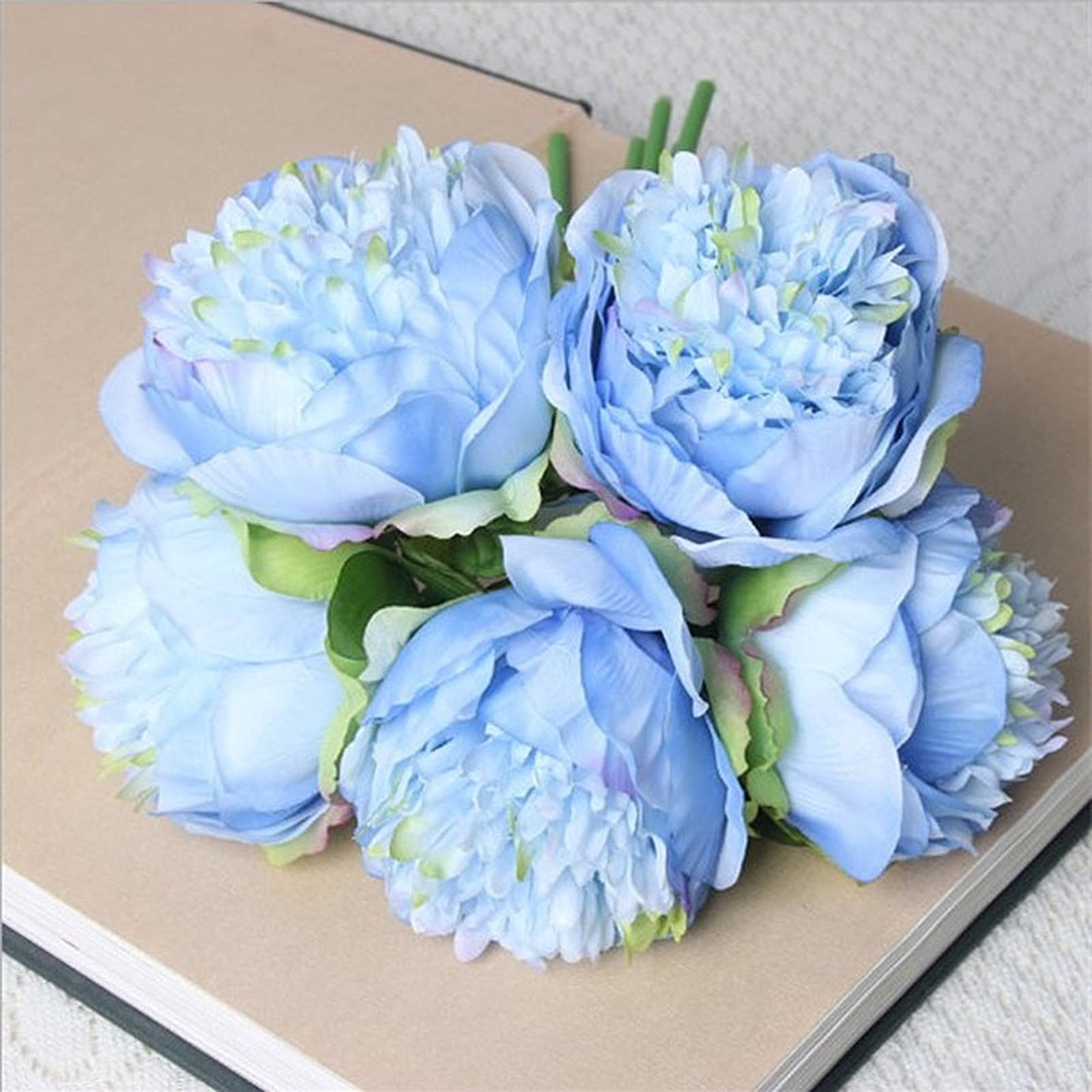 SBJKLYRN Simulated flowers, 5 Pcs Big Peony Artifcial Silk Flower Wedding Bouquet Decor Peony...