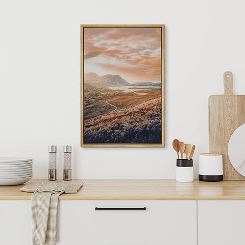 Vista 171 de SIGNFORD Lienzo enmarcado para pared, tren de montaña de otoño, vías de ferrocarril, naturaleza, desierto, fotografía, realismo, paisaje decorativo