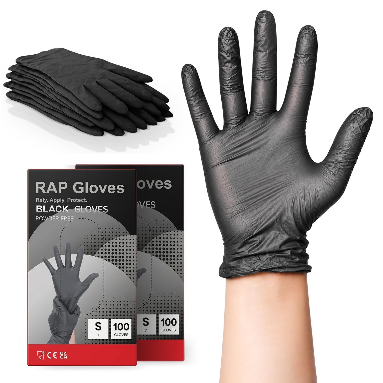 Disposable Vinyl Gloves โ Exam Vinyl Gloves, Food Safe, Gloves for Cleaning, Cooking, Gardening & Multipurpose Use (Black, Black S-200 Gloves) โ image 1