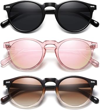 Retro Small Round Polarized Sunglasses for Women Vintage Style Circle Sun Glasses UV Protection