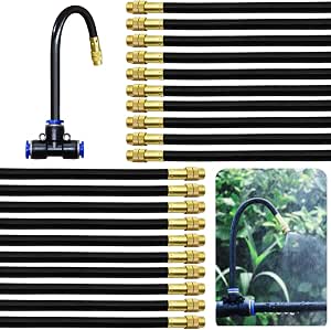 HAXIHA 12Pcs Nero Ugello Nebulizzatore Kit,Ugelli Raccordo a T,Irrigatori Atomizzatori Spray,Spruzzatore Irrigazione Goccia Adatto per Esterno Giardini Serre Attrezzatura l'irrigazione Raffreddamento