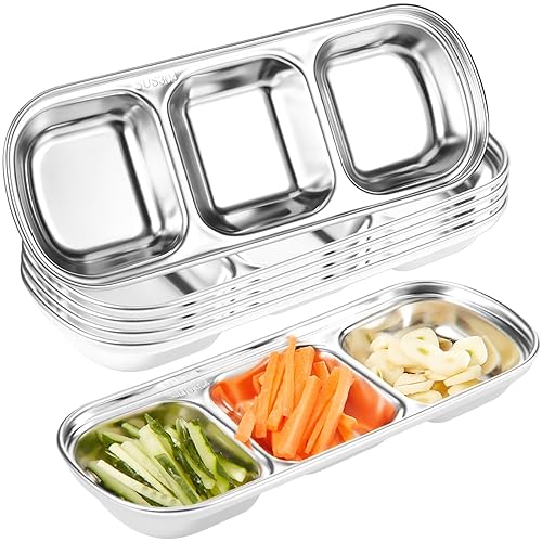 Maxcheck 6 Pcs Soy Sauce Dish Stainless Steel Divided Dip