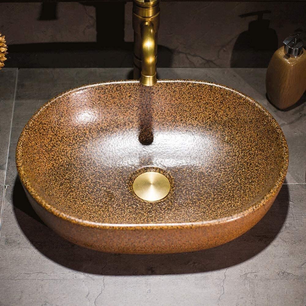 Szafka Pod Umywalkę Z Umywalką, Umywalka Łazienkowa, Umywalka Nablatowa, Umywalka Łazienkowa Nablatowa 18-Calowa, Ceramiczna, Porcelanowa, Ręcznie Robiona, Owalna, Do Kuchni Hotelowej,