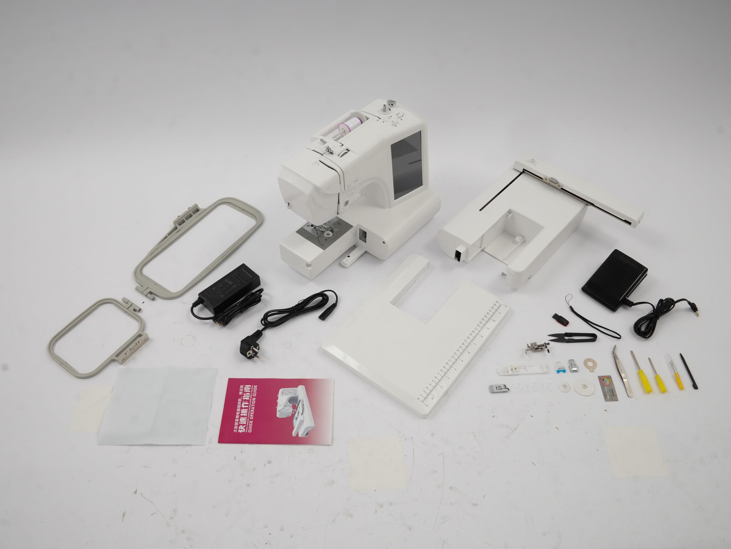 Computer Näh- und Stickmaschine,96 Stickmuster,162 Nähmuster | Kombi-Maschine zum Nähen und Sticken,USB-Musterimport, 7-Zoll-LCD-Bildschirm und LED-Nählicht Embroidery-Maschine