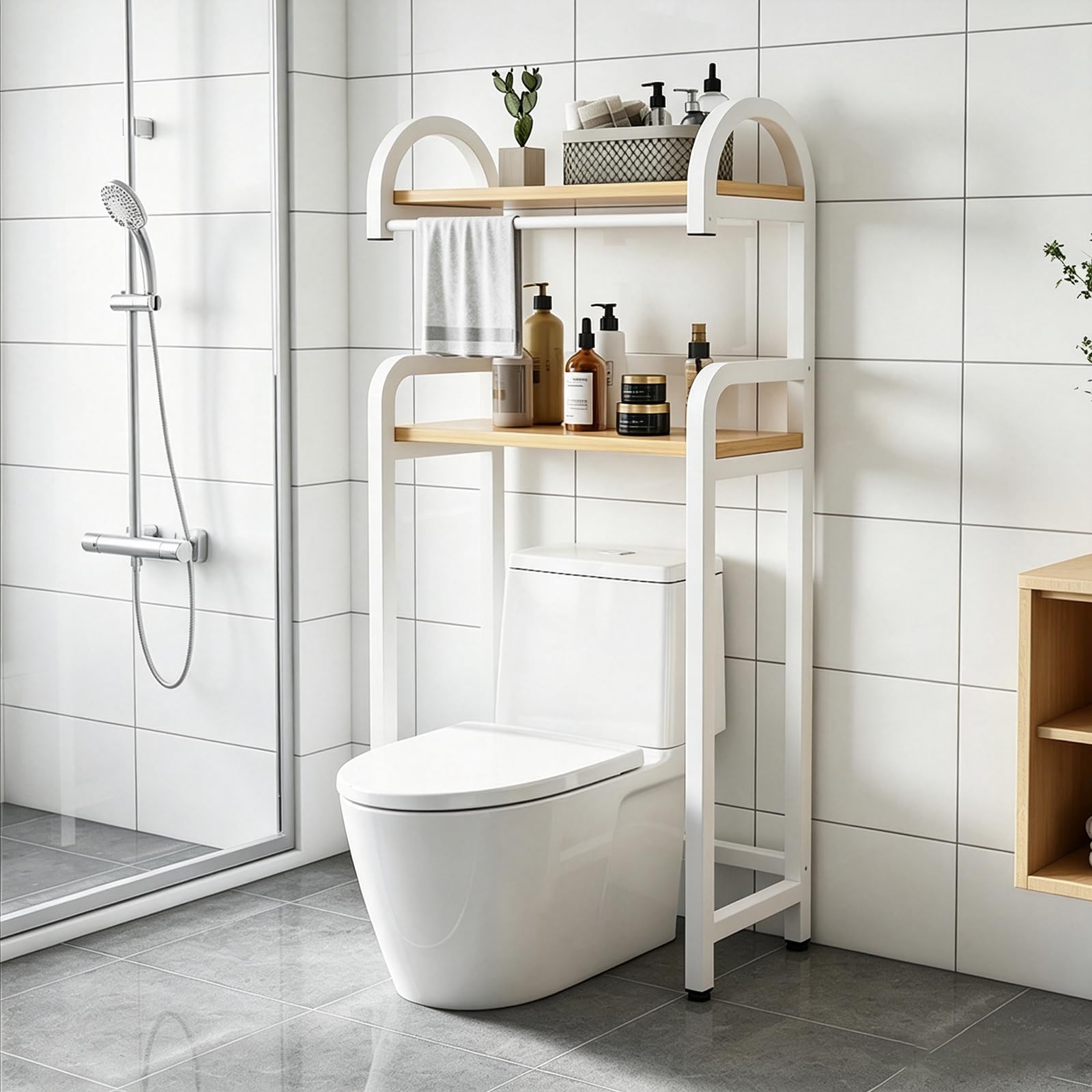 2/3-stöckiges Aufbewahrungsregal über der Toilette, Badezimmer-Organizer
