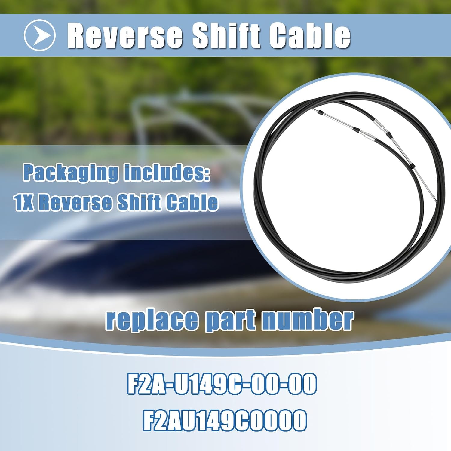 Reverse Shift Cable Fit for Yamaha 2007 SR230 Watercraft, 2008-2018 SX240 SX230 SX210 SX195 SX192 SX190 AR240 AR230 AR210 AR195 AR192 AR190 242 232 212 HO S Jet Boat Replace for F2A-U149C-00-00