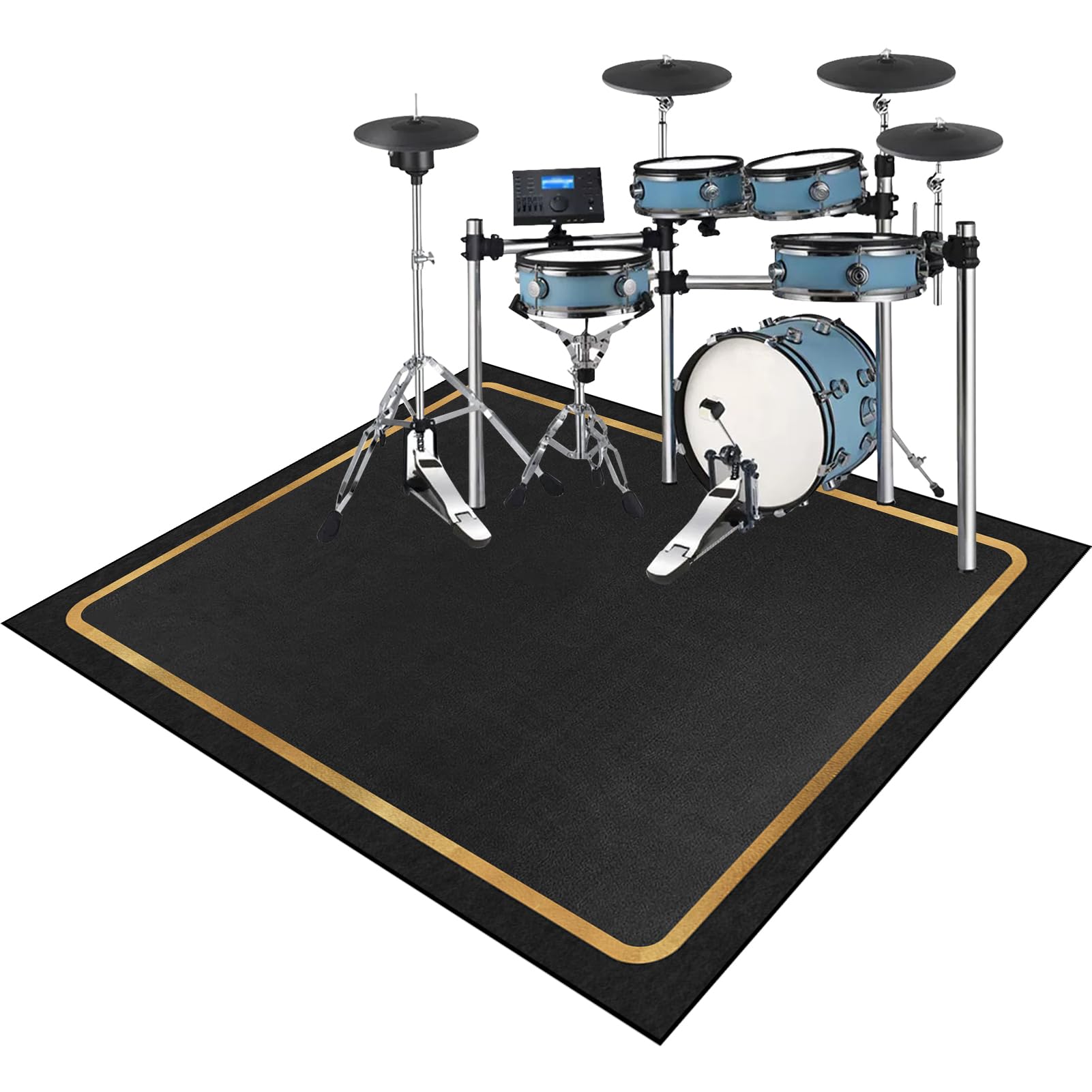 Professionelle Trommelteppich Schlagzeugteppich Schalldicht Drum Teppich rutschfest Musikinstrumente Bodenmatte Elektronisches Jazz Schlagzeug Kit für Bass Snare Drum Schlagzeug Teppich 200 x 160 cm