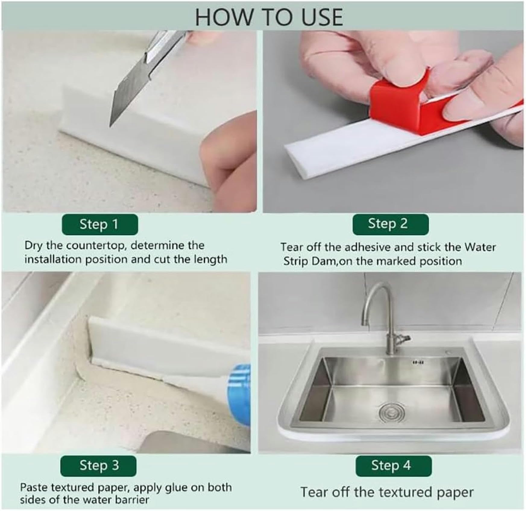Water Dam - Tira de sellado de silicona para alféizar de ducha plegable para separación seca y húmeda para bloquear el agua