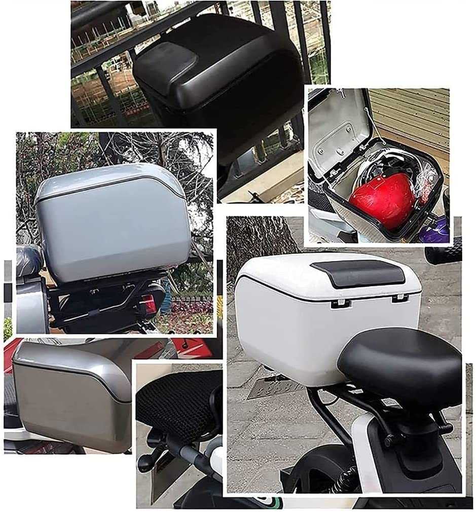 Valise supérieure de moto avec dossier souple, porte-casque verrouillable, boîte de rangement arrière de moto – Valise arrière pour cyclomoteur