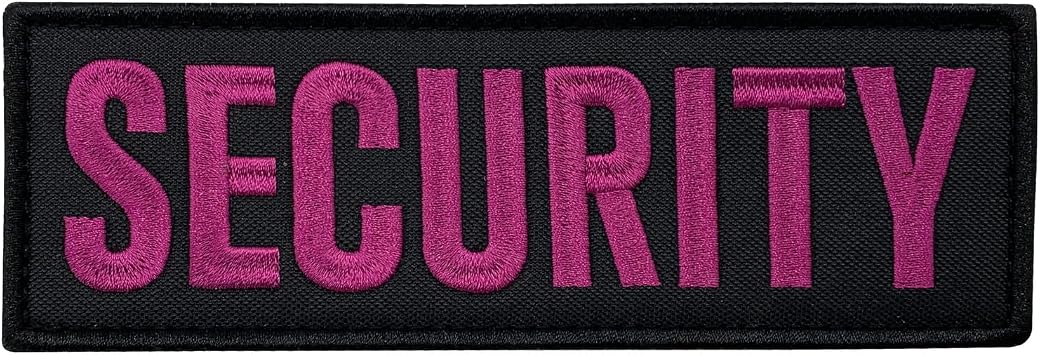 Security Patch Pink Embroidered 6x2 inches with Hook Fastener Back for Vests Jackets Bags Backpacks Decoration Collection Pink, Medium 6"x2"