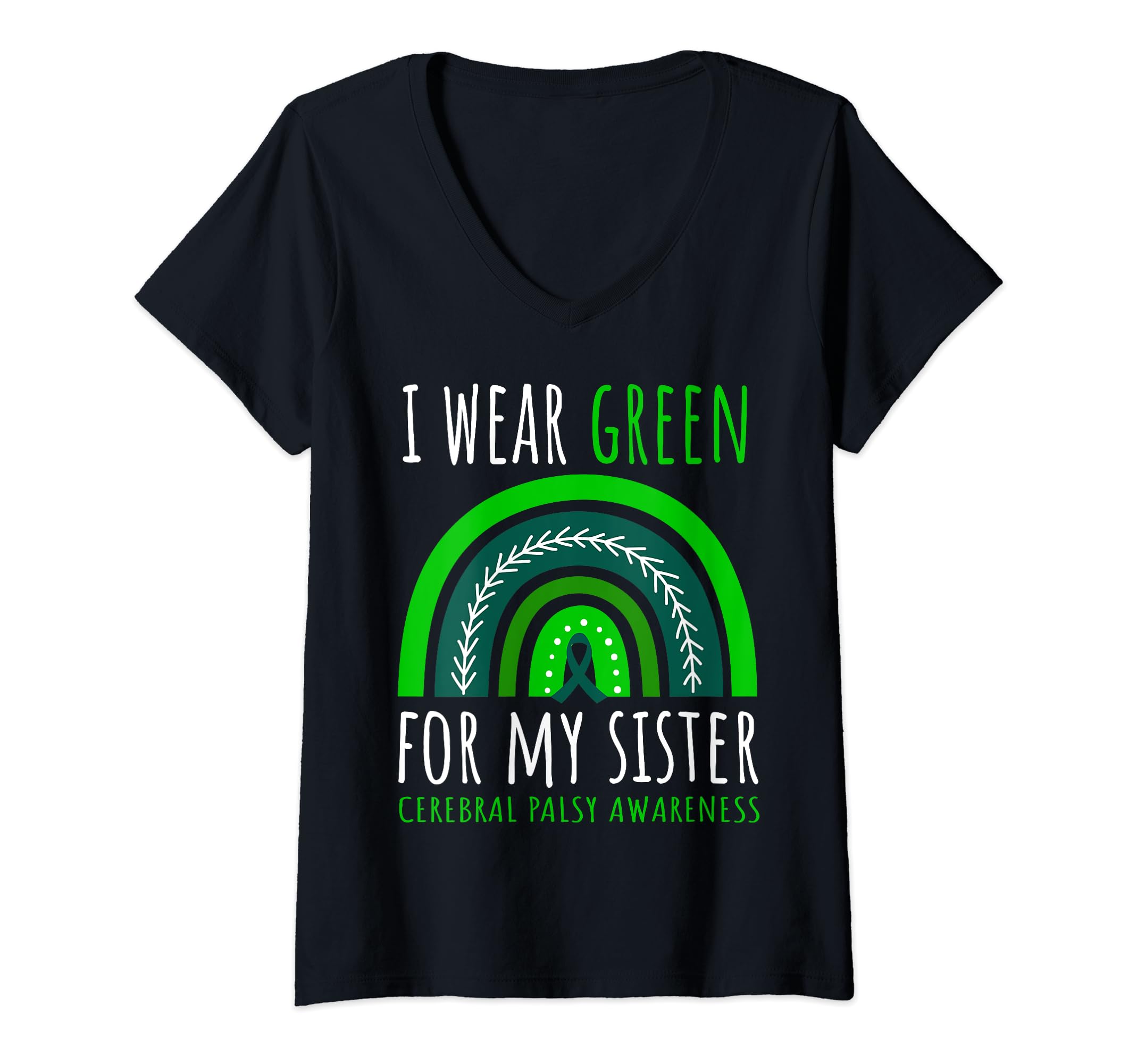 Womens Rainbow Sister Cerebral Palsy Awareness Support Products CP V-Neck T-Shirt