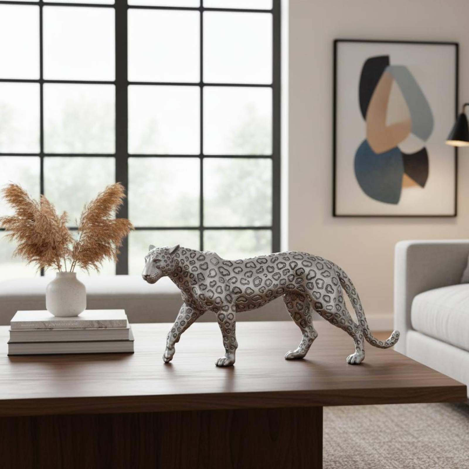 究極のラグジュアリーインテリア｜豹の置物 Amazon.co.jp: FytStycale シルバーのヒョウオブジェ ヒョウの置物