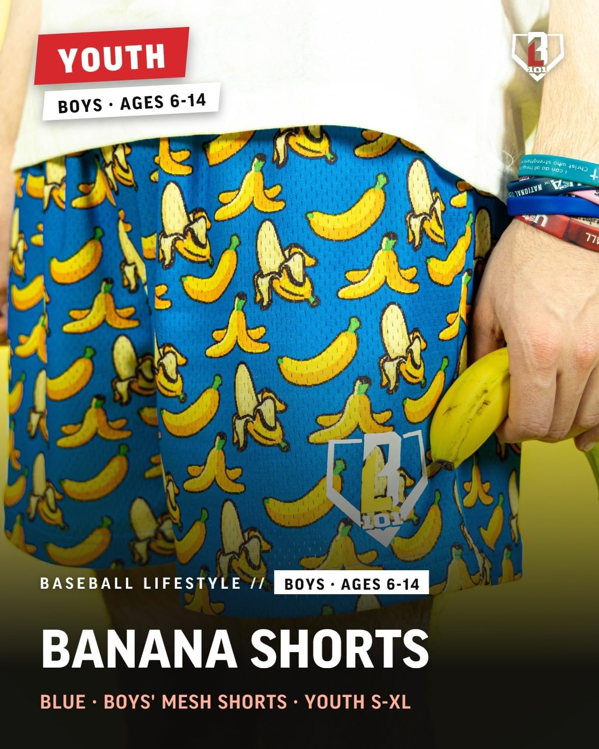 Baseball Lifestyle 101 Banana Youth Shorts