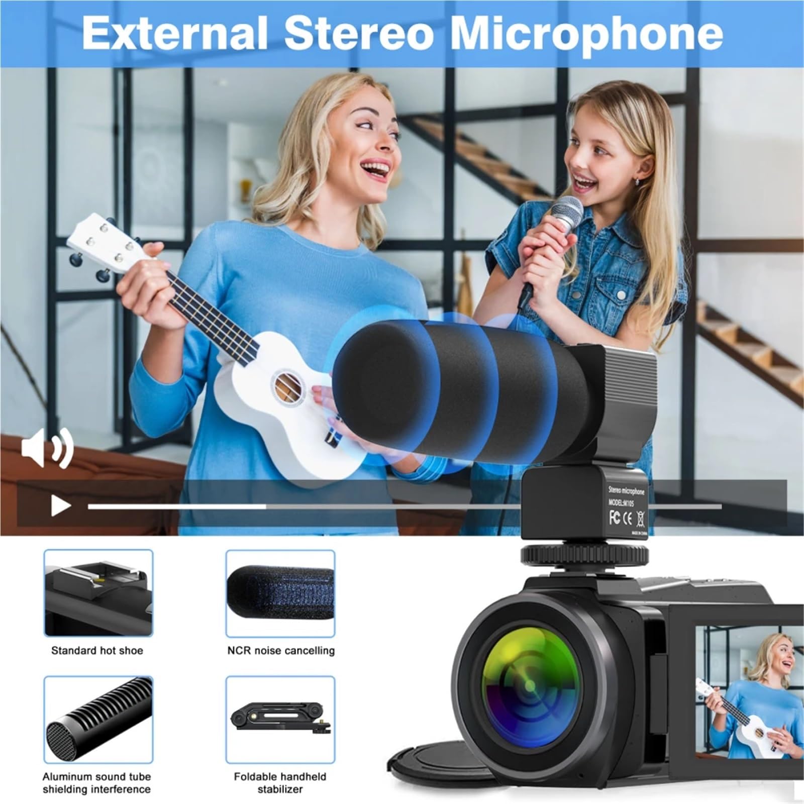 Videocamera, Videocamera 4K 48MP UHD WiFi IR Visione notturna Vlogging Camera for YouTube Zoom digitale 16X Touch Screen