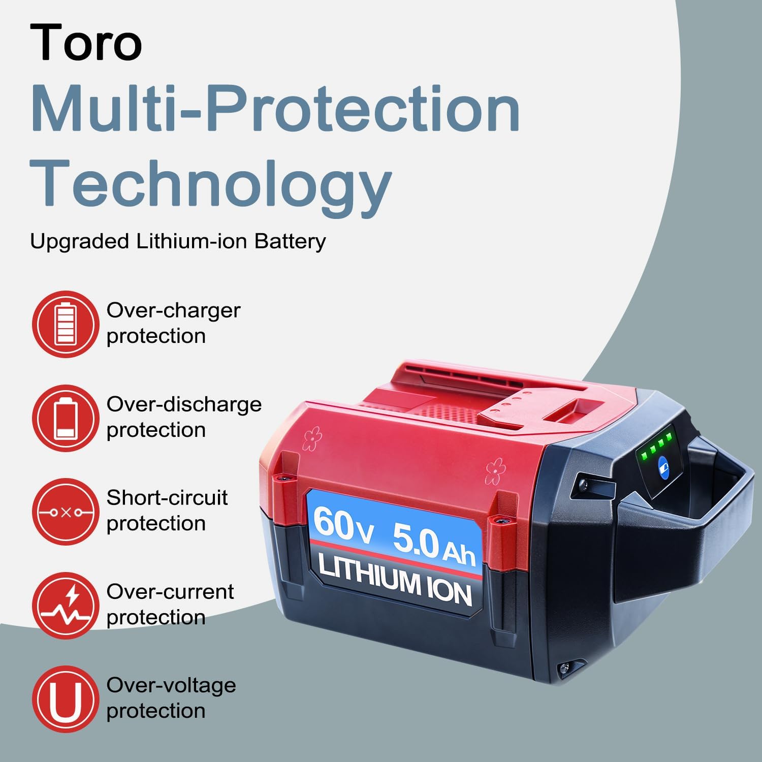 DTK Battery Replacement for Toro 60V Battery 5Ah 60V Lithium Battery