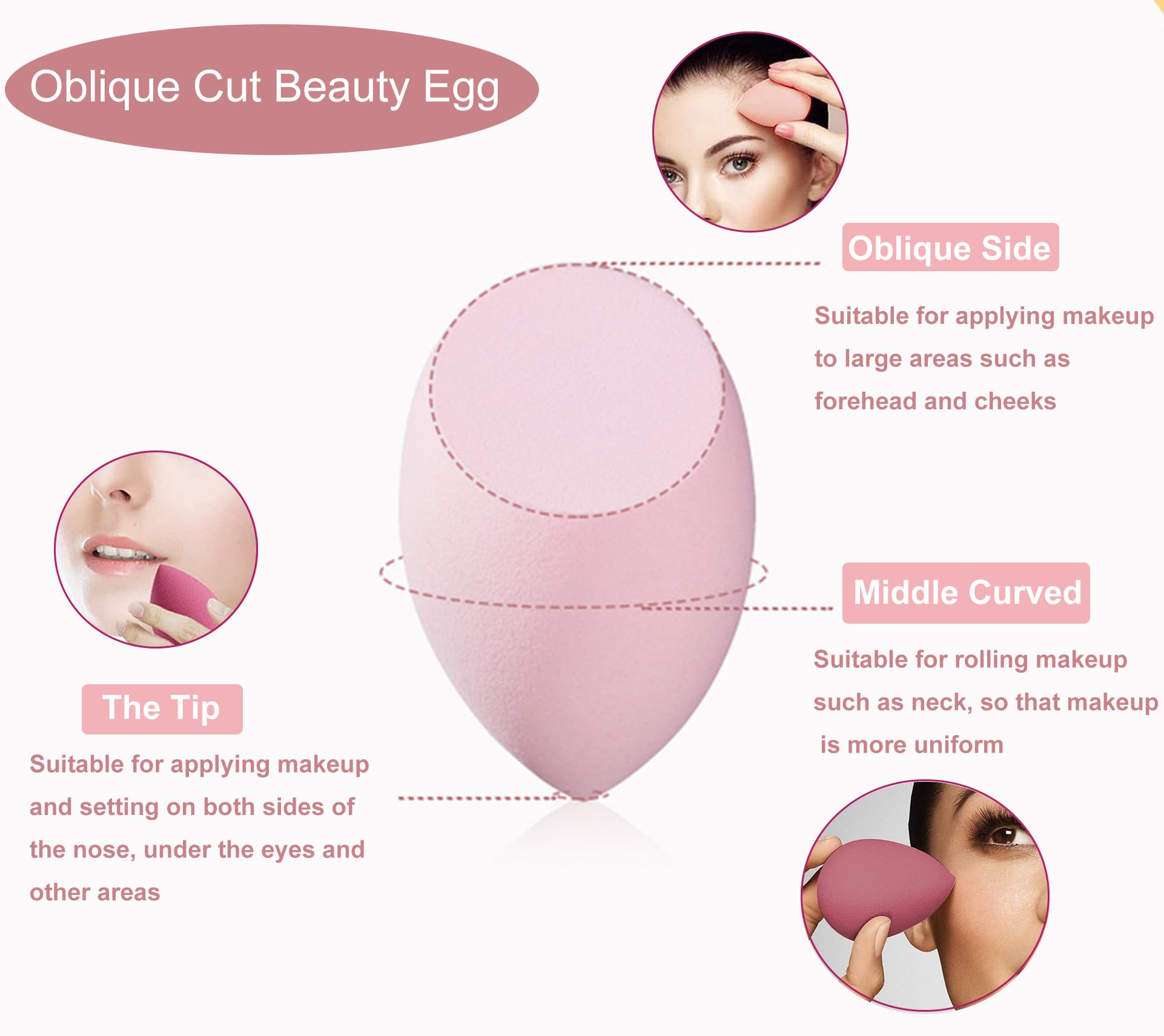 8 Pcs Makeup Sponge Blender with 1 Clear Plastic Sponge Case, Professional Non Latex Beauty Applicator - Image 2