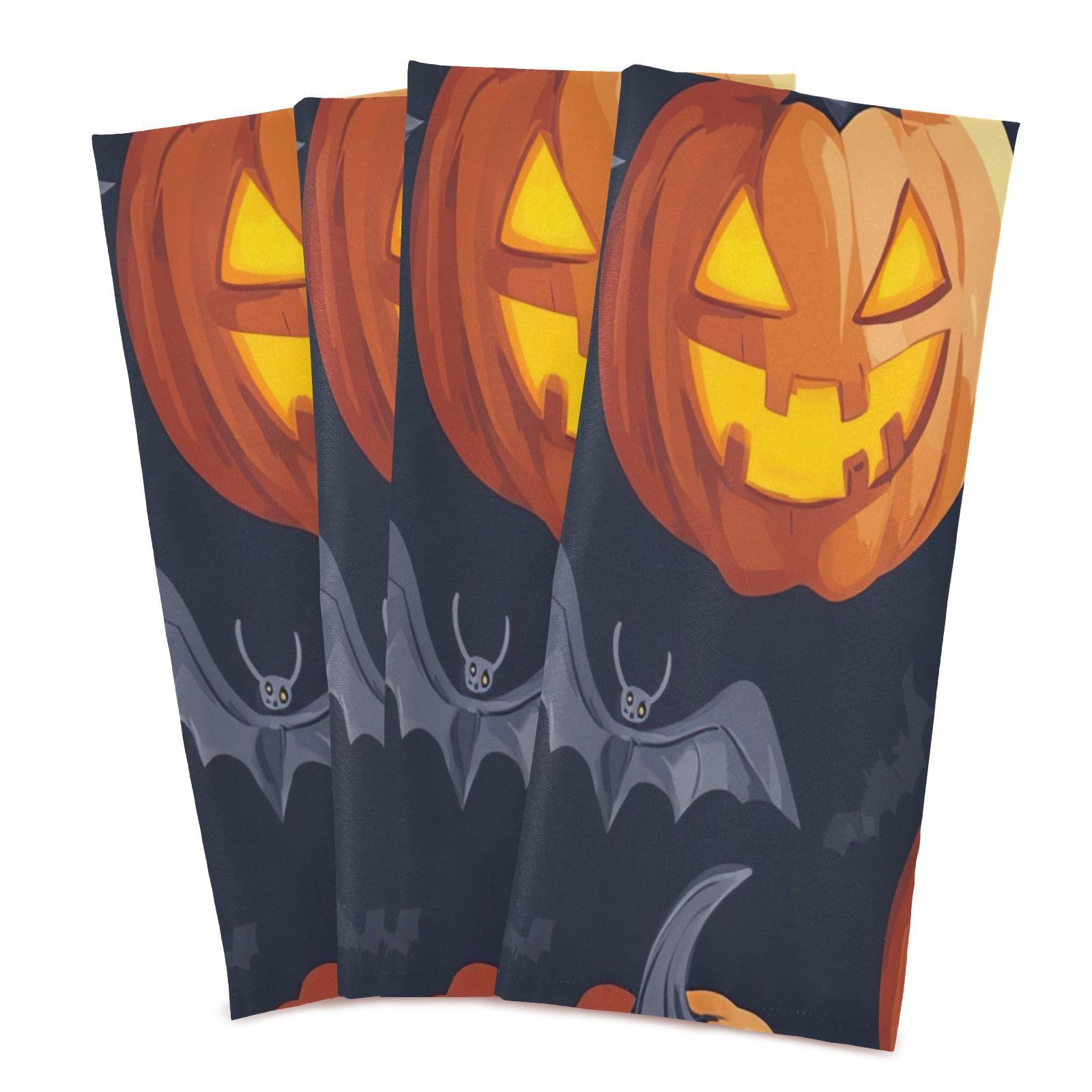 STAYTOP Halloween Pumpkin Kitchen Dish Towel Set,4Pcs Drying Kitchen Towels Tea Towels Gift Set for Drying Cleaning Cooking Baking
