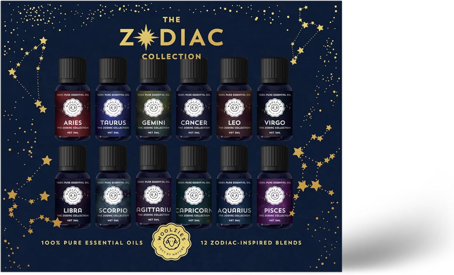 Zodiac Essential Oil Collection | 12 Star Sign Blends | Astrology Aromatherapy Oils Gift Set for Diffusers & Self-Care | 12 x 5 ml