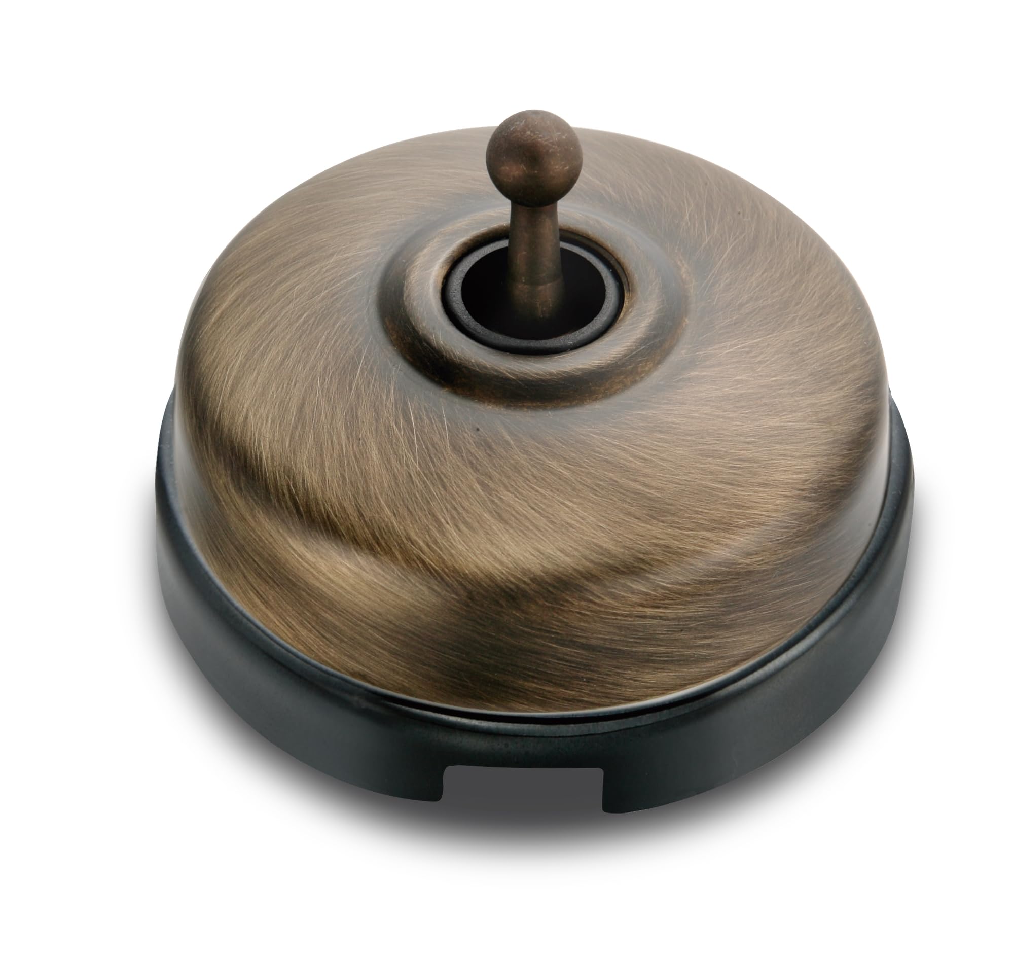 Black Porcelain Toggle Switch - Bronze Body and Brass Handle