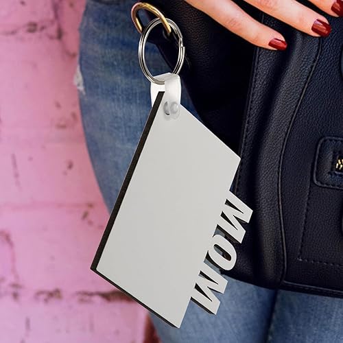 Miniatura 5 de 8 llaveros en blanco de sublimación de transferencia de calor, llavero impreso de doble cara MDF DIY llavero en blanco con llaveros para mamá papá