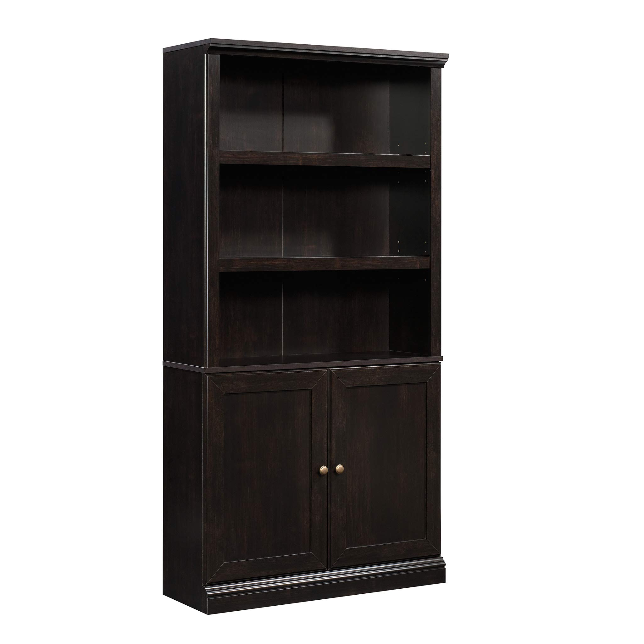 Sauder Miscellaneous Bookcase with Doors, L: 35.28" x W: 13.23" x H: 69.76", Estate Black finish