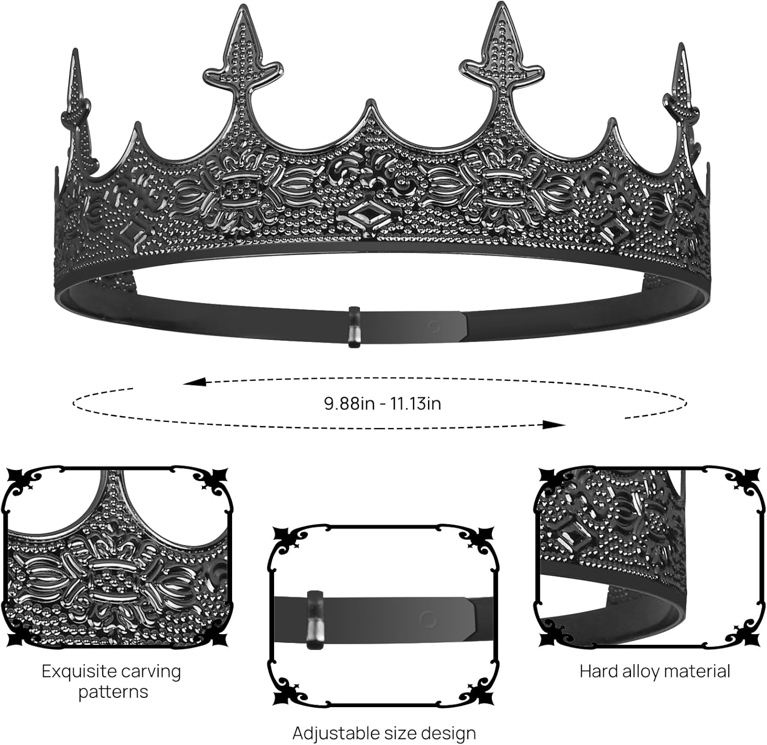 Edussy 3 pcs Black Birthday Decorations for Men Set,Happy Birthdays Sunglasses ,Gothic Birthdays King Crown and Sash for Birthday Gifts for Men and Him