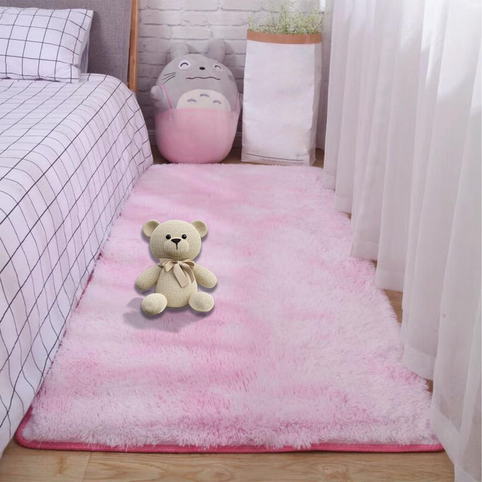 Tapis salon shaggy lavable fini les taches sur ce tapis rose de chambre