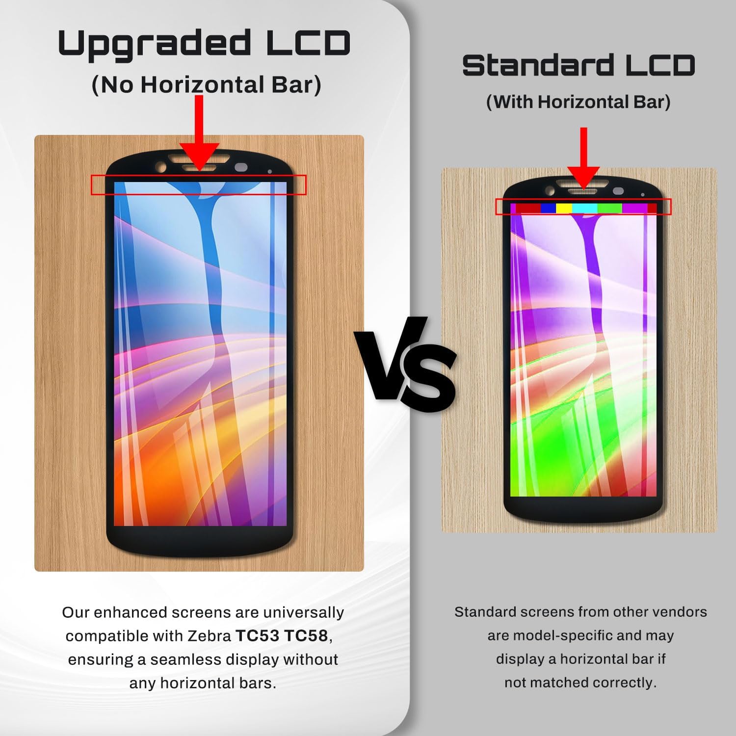 LCD Screen Replacement for Zebra TC53 TC58 TC73 TC78 - LCD Touch Display Digitizer Assembly Compatible with Handheld Android Barcode Scanners