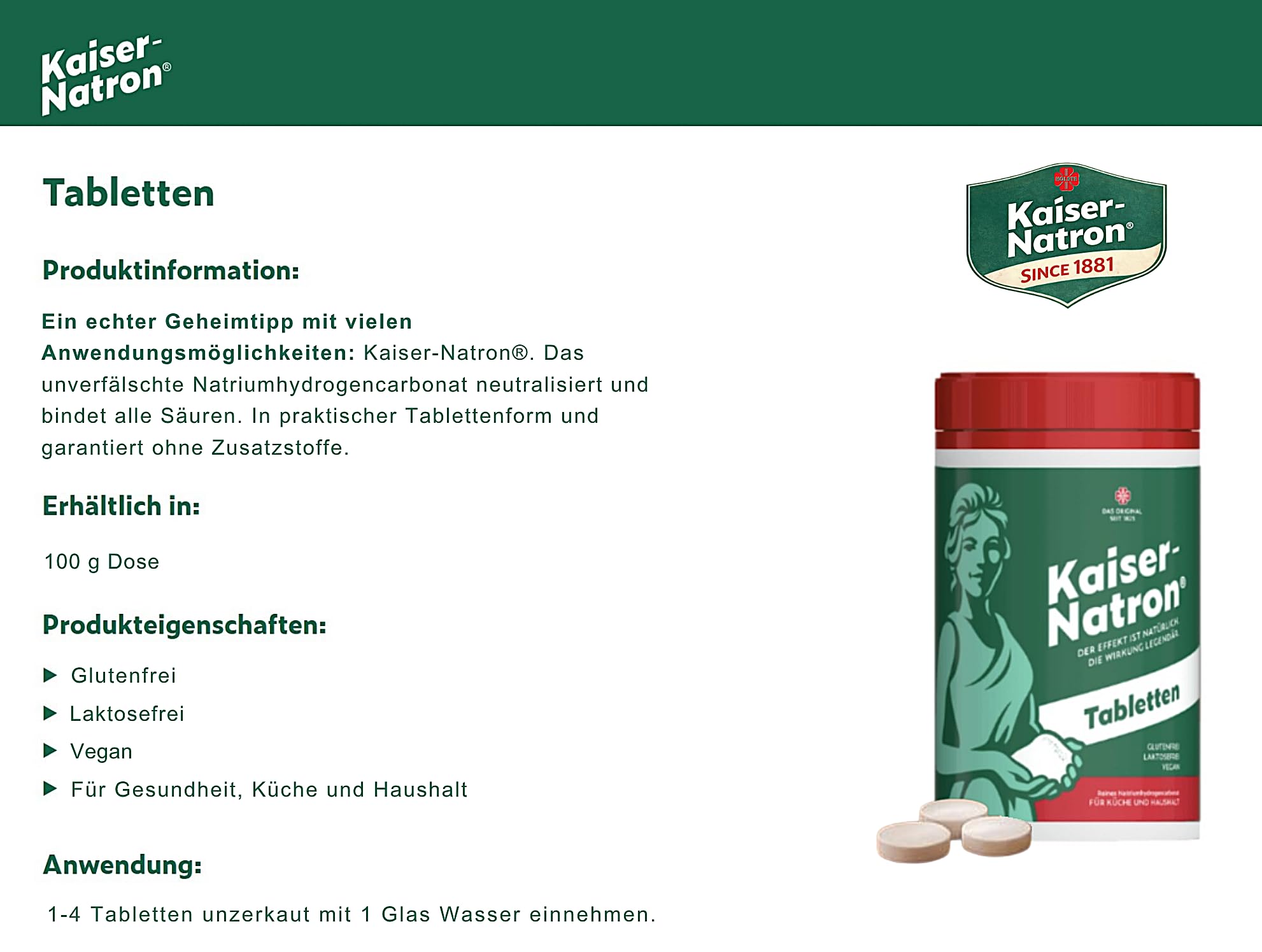 Kaiser Natron Tabletten 10 x 100 Tabletten